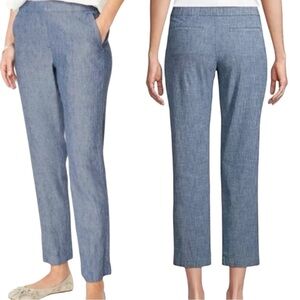 J Jill Blue Linen Stretch Blend Pull On Pants Size 1X Career Business Trousers